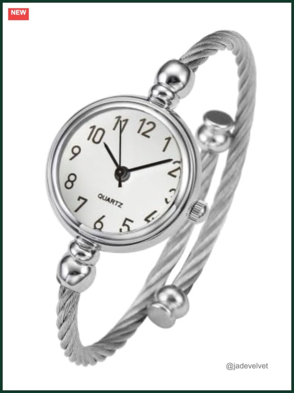 Stainless Steel Wire Bangle Cuff Bracelet Watch Quartz Analog Dress